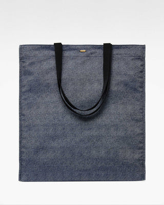 front view of the blue aldine silk shopper bag|light