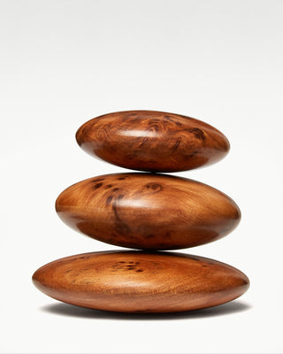 full view of the natural root wood vitae massage stones|light