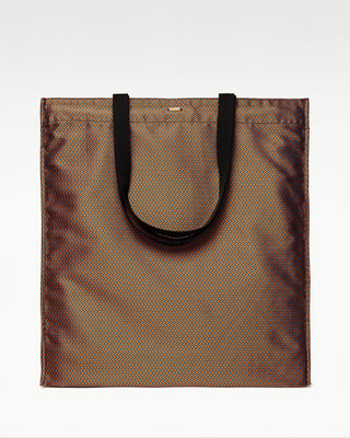 front view of the orange aldine silk shopper bag|light