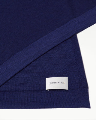 detailed view of the blue large aria cashmere silk scarf|dark