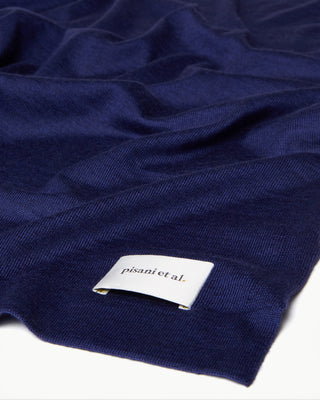 fabric view of the blue large aria cashmere silk scarf|dark