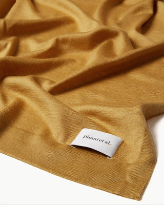 fabric view of the yellow large aria cashmere silk scarf|dark