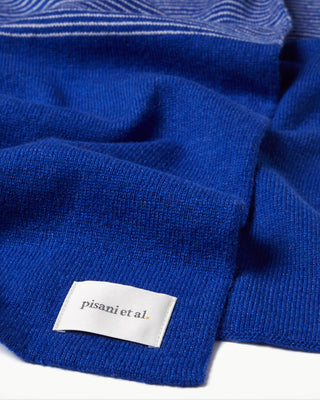 fabric view of the blue pure cashmere striped anni scarfs|light