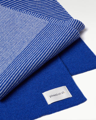 detailed view of the blue pure cashmere striped anni scarf|light