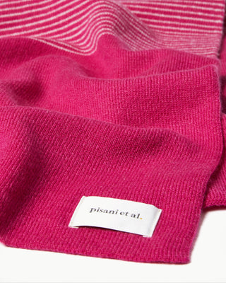 fabric view of the pink pure cashmere striped anni scarf|light