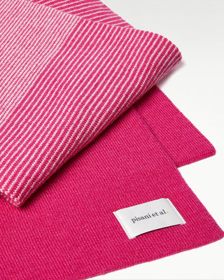 detailed view of the pink pure cashmere striped anni scarf|light
