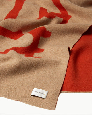 fabric view of the orange double faced veritas wool blanket|light