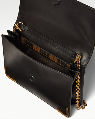 inside view of the black gala leather satchel bag|light
