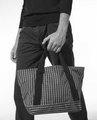 holding the pietro silk tote with zippered pouch|light