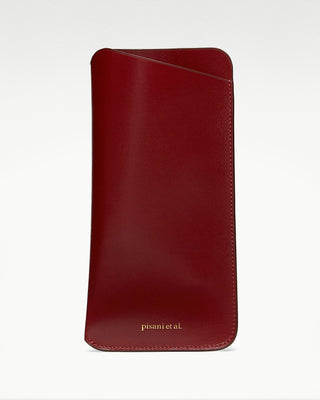 front view of the red poeta leather eyeglass case|light  Edit alt text