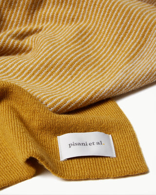 fabric view of the yellow pure cashmere striped anni scarf|light