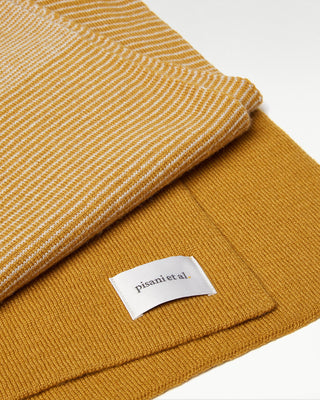 detailed view of the yellow pure cashmere striped anni scarf|light