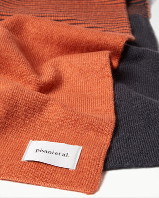fabric view of the orange pure cashmere striped jo scarf|light