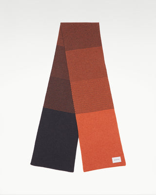 full view of the orange pure cashmere striped jo scarf|light