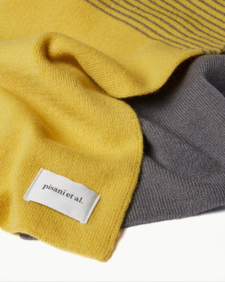 fabric view of the yellow pure cashmere striped jo scarf|light